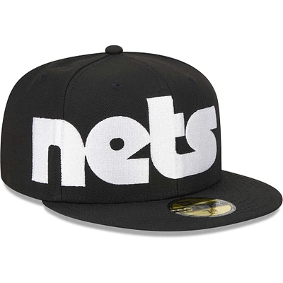 Casquette ajustée UV 59FIFTY à damier New Era pour hommes, noire, Brooklyn Nets