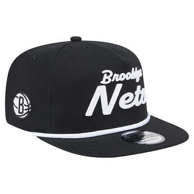 Casquette snapback noire New Era pour homme avec texte de l'équipe des Brooklyn Nets