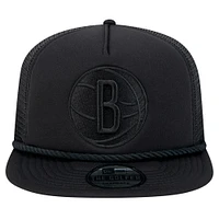 Men's New Era Black Brooklyn Nets Tone Foam Meshback Golfer Snapback Hat