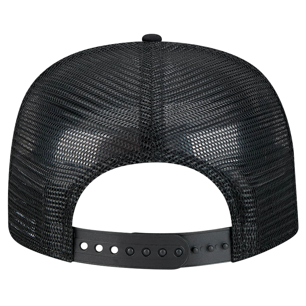 Men's New Era Black Brooklyn Nets Tone Foam Meshback Golfer Snapback Hat