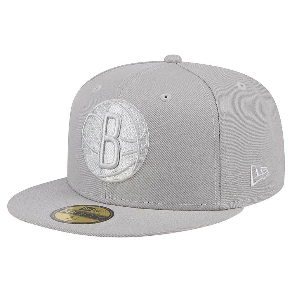 Casquette ajustée 59Fifty pour homme New Era Brooklyn Nets gris color pack