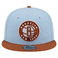 Men's New Era Light Blue/Brown Brooklyn Nets 2-Tone Color Pack 9FIFTY Snapback Hat