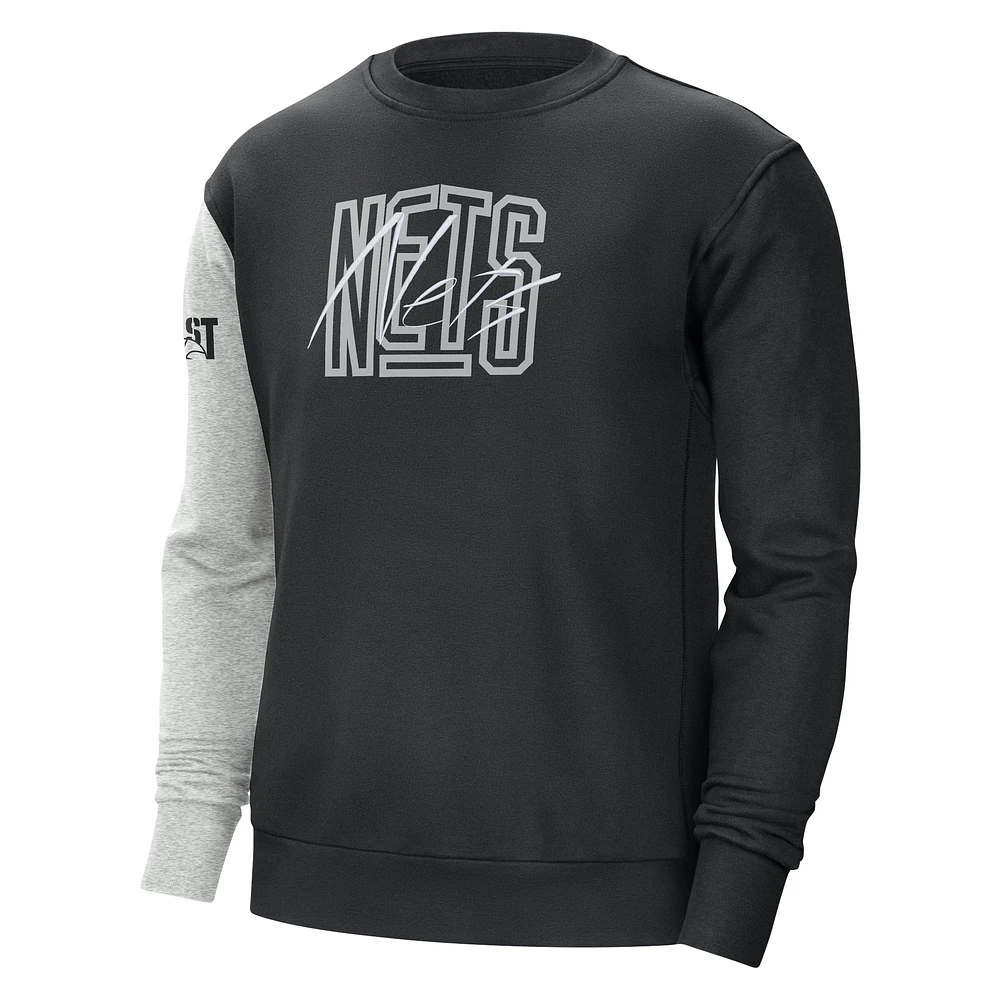 Men's Nike Black/Heather Gray Brooklyn Nets Courtside Versus Force & Flight Pullover Sweatshirt