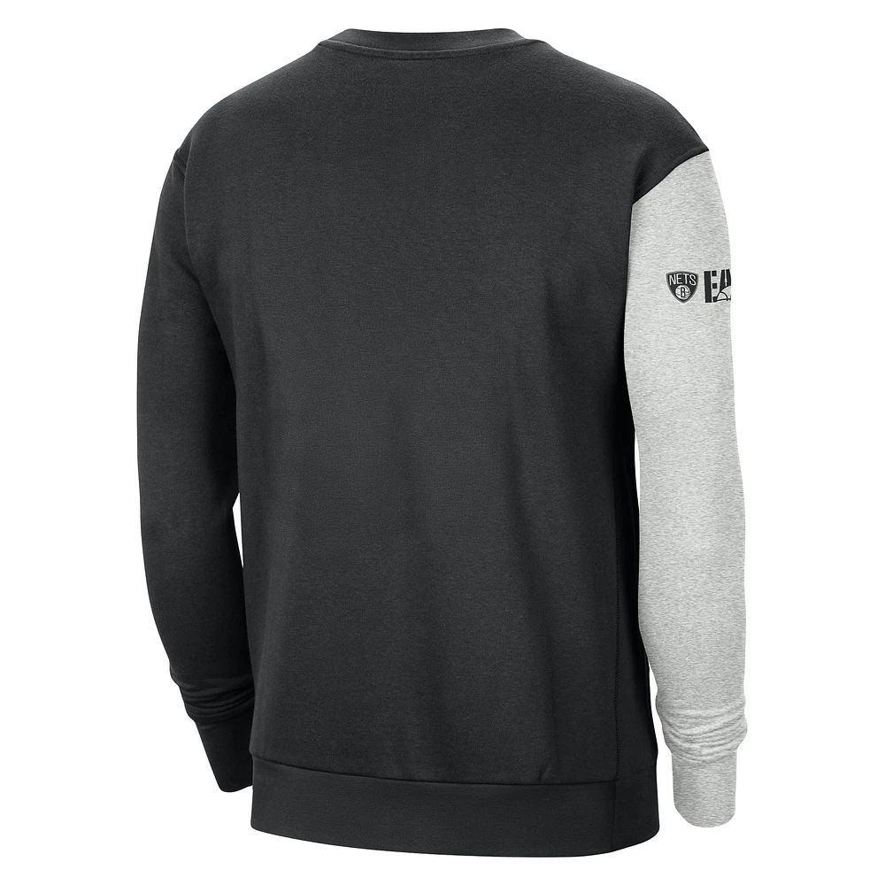 Men's Nike Black/Heather Gray Brooklyn Nets Courtside Versus Force & Flight Pullover Sweatshirt
