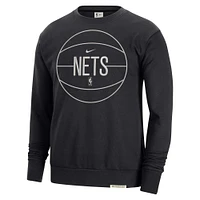 Men's Nike Black Brooklyn Nets 2023/24 Authentic Standard Issue Travel Performance Pullover Sweatshirt