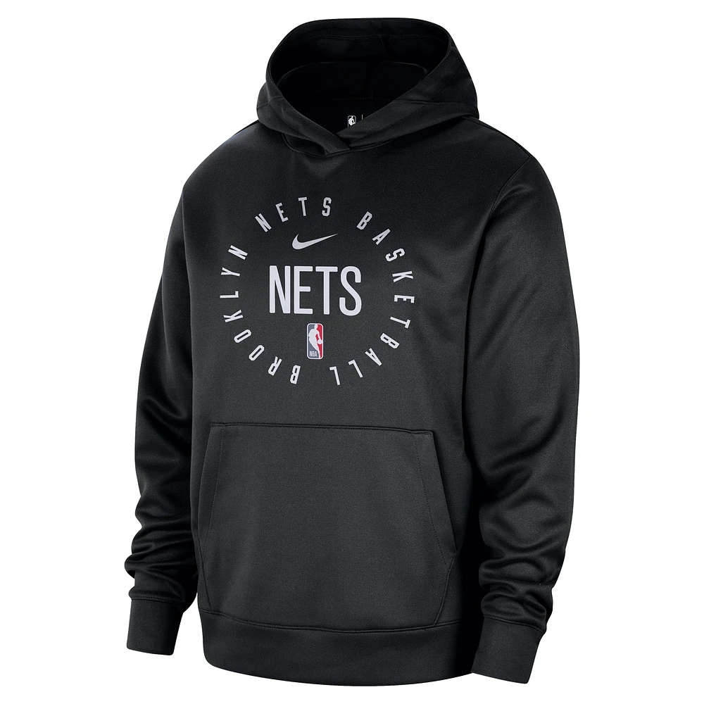Men's Nike Black Brooklyn Nets 2024/25 Spotlight On-Court Practice Performance Pullover Hoodie