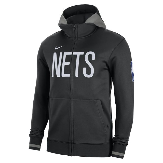 Sweat à capuche entièrement zippé Nike Brooklyn Nets Authentic Showtime Performance pour homme - Noir