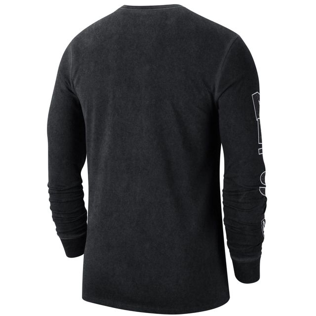 T-shirt à manches longues Nike Brooklyn Nets Courtside Retro Elevated pour homme, noir