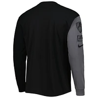 T-shirt à manches longues Nike Brooklyn Nets Courtside Versus Flight MAX90 pour homme, noir