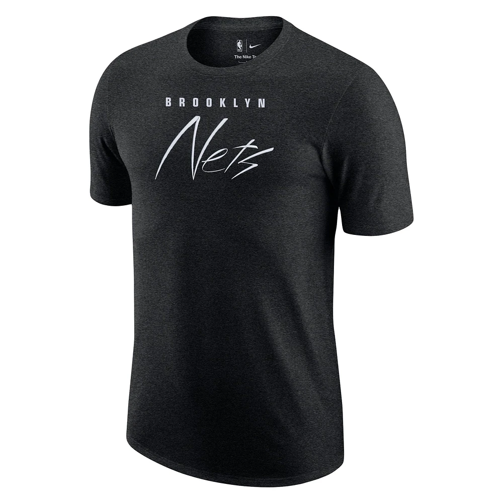 T-shirt Nike Brooklyn Nets Courtside Versus Flight Max90 pour homme, noir chiné
