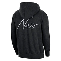 Men's Nike Heather Black Brooklyn Nets Courtside Versus Flight Pullover Hoodie