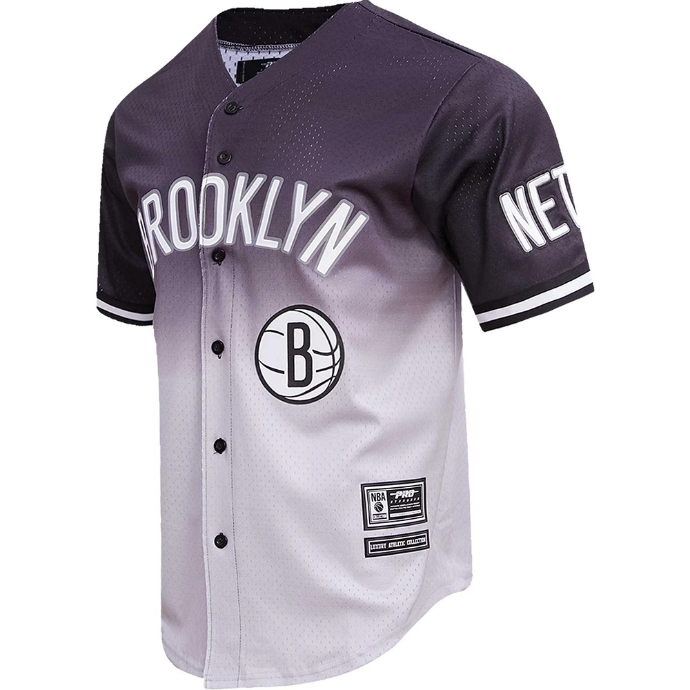 Men's Pro Standard  Black/Gray Brooklyn Nets Ombre Mesh Button-Up Shirt