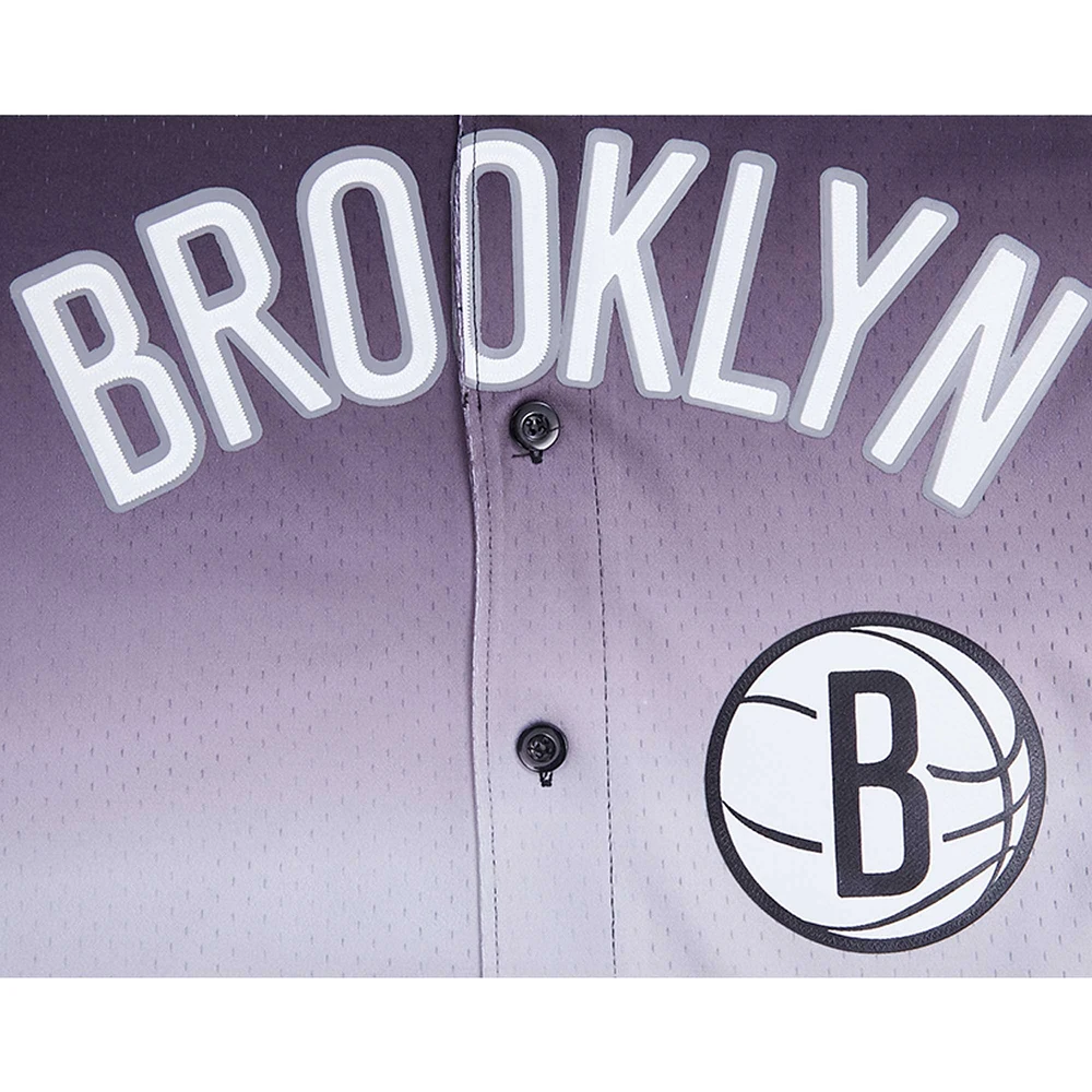 Men's Pro Standard  Black/Gray Brooklyn Nets Ombre Mesh Button-Up Shirt