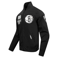 Men's Pro Standard Black Brooklyn Nets Area Code Twill Full-Zip Jacket