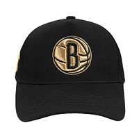 Men's Pro Standard  Black Brooklyn Nets  Metallic Logo Pinch Front Adjustable Hat
