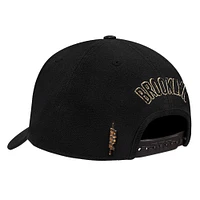Men's Pro Standard  Black Brooklyn Nets  Metallic Logo Pinch Front Adjustable Hat