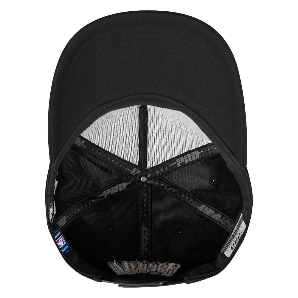 Men's Pro Standard  Black Brooklyn Nets  Metallic Logo Pinch Front Adjustable Hat