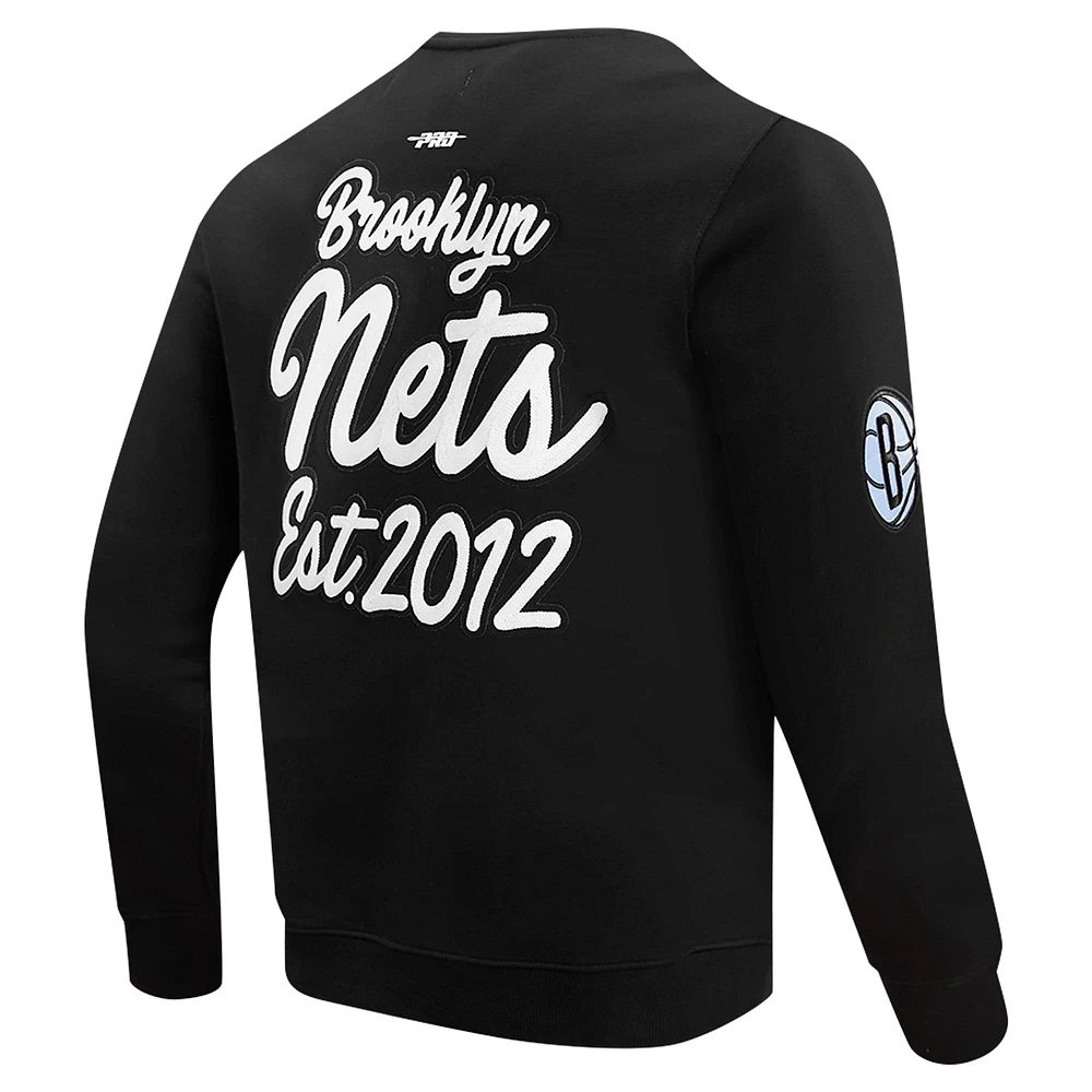 Men's Pro Standard Black Brooklyn Nets Paint the City Drop Shoulder Sweatshirt