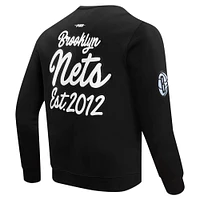 Men's Pro Standard Black Brooklyn Nets Paint the City Drop Shoulder Sweatshirt