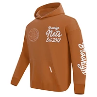 Men's Pro Standard Brown Brooklyn Nets Paint the City Drop Shoulder Pullover Hoodie