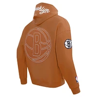 Men's Pro Standard Brown Brooklyn Nets Paint the City Drop Shoulder Pullover Hoodie