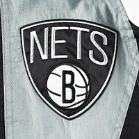 Men's Starter Black Brooklyn Nets Body Check Raglan Hoodie Half-Zip Jacket