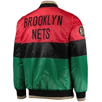 Men's Starter Red/Black/Green Brooklyn Nets Black History Month NBA 75th Anniversary Full-Zip Jacket