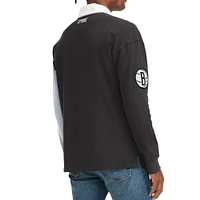 T-shirt à manches longues Tommy Jeans Brooklyn Nets Ronnie Rugby pour homme, noir/gris