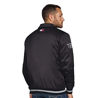 Men's Tommy Jeans Black Brooklyn Nets Jacob Chain Stitch Applique Full-Snap Varsity Jacket