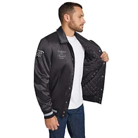 Men's Tommy Jeans Black Brooklyn Nets Jacob Chain Stitch Applique Full-Snap Varsity Jacket
