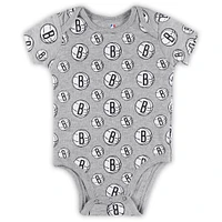Newborn & Infant Gray Brooklyn Nets Two-Pack Double Up Bodysuit Set