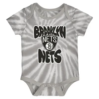Newborn & Infant White/Gray Brooklyn Nets Monterey Tie-Dye - 2-Pack Bodysuit Set
