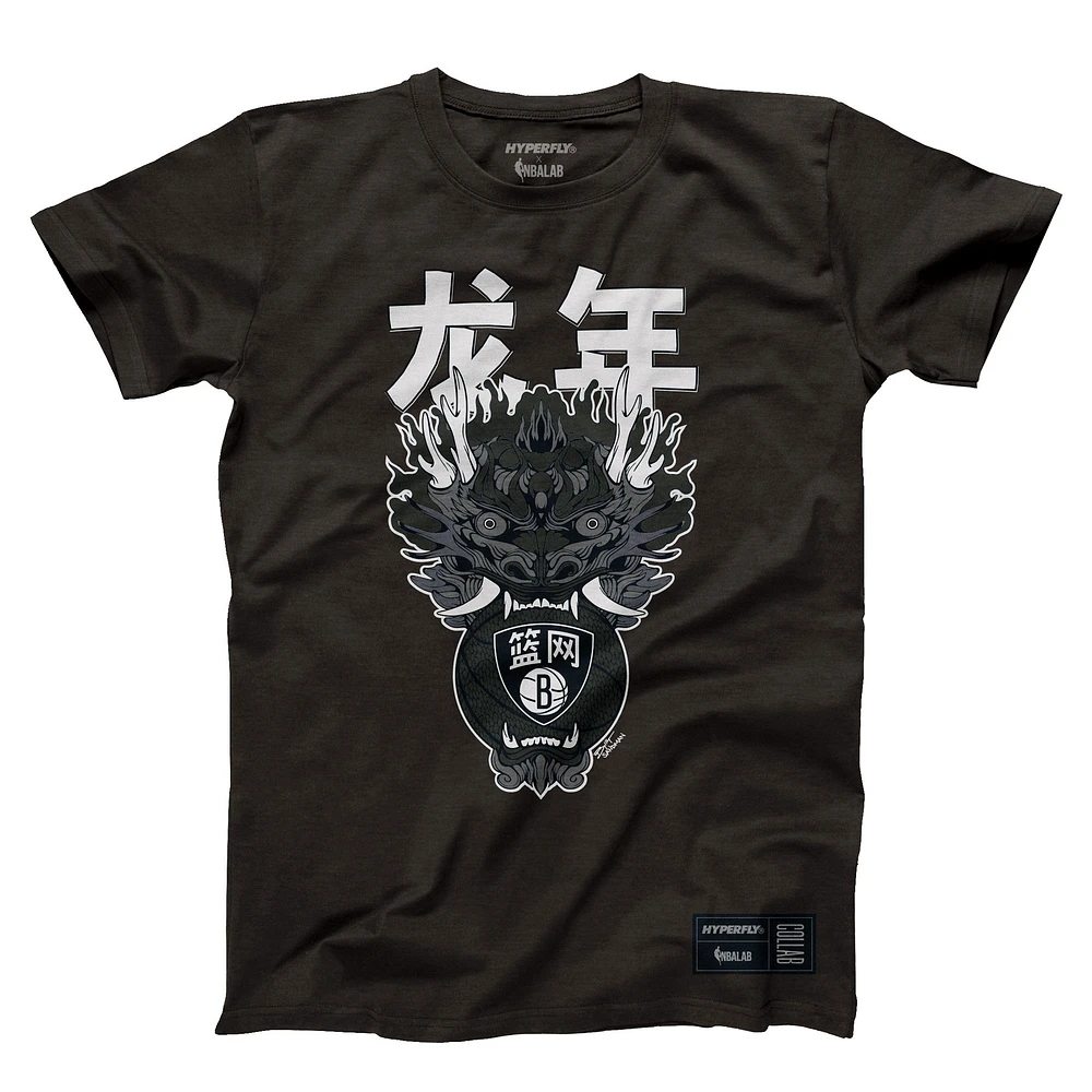 Unisex Hyperfly  Heather Black Brooklyn Nets Year of the Dragon Lunar New Collection T-Shirt