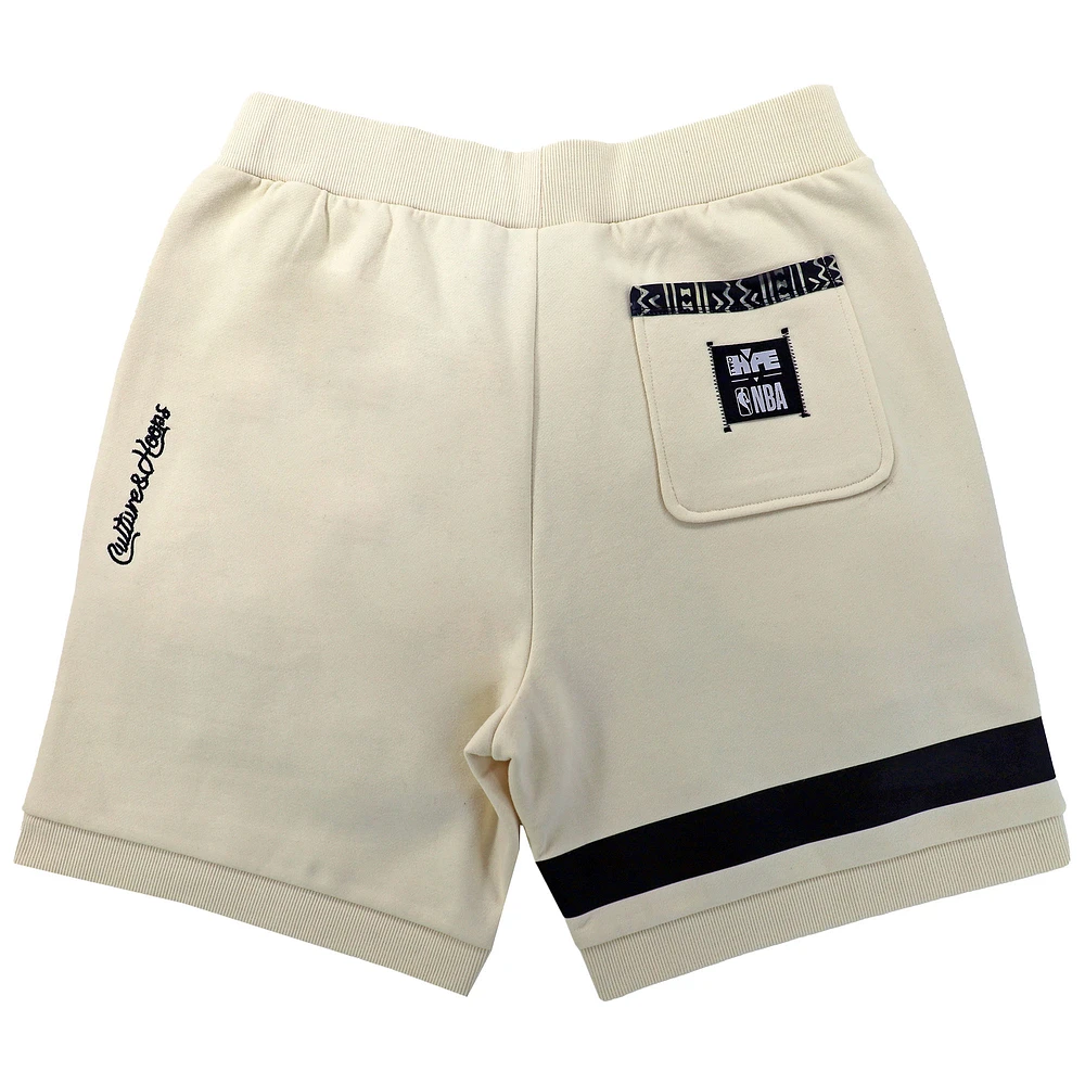 Unisex NBA x Two Hype  Cream Brooklyn Nets Culture & Hoops Premium Classic Fleece Shorts