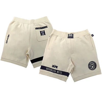 Unisex NBA x Two Hype  Cream Brooklyn Nets Culture & Hoops Premium Classic Fleece Shorts