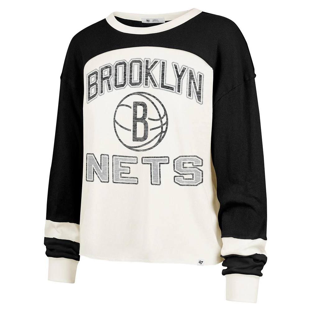 Women's '47  Cream Brooklyn Nets Curve Raglan Long Sleeve T-Shirt