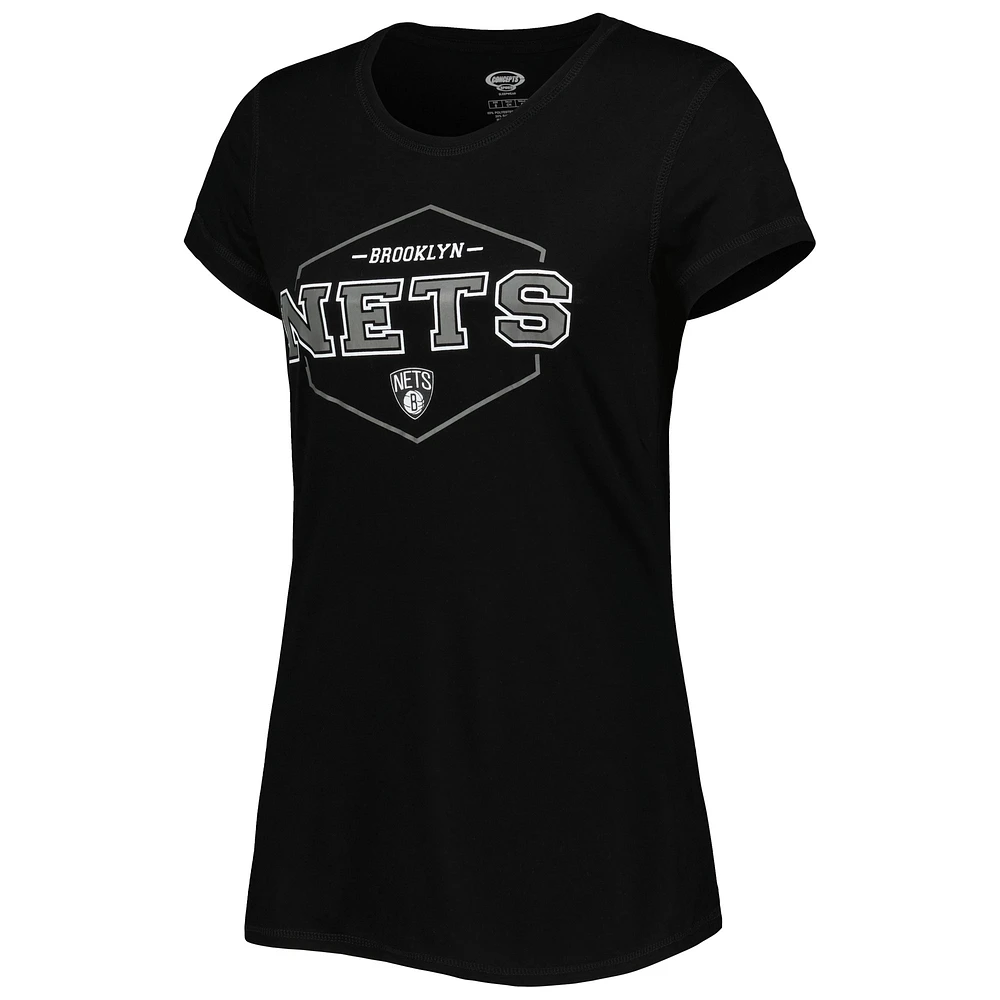 Concepts Sport T-shirt et pantalon de pyjama Brooklyn Nets Badge pour femme Noir/gris