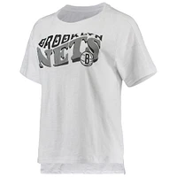 Women's Concepts Sport Charcoal/White Brooklyn Nets Resurgence Slub Burnout Raglan T-Shirt & Shorts Sleep Set