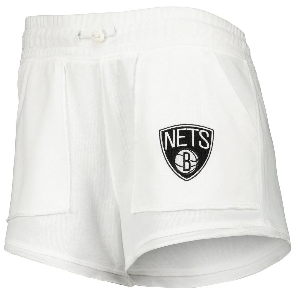 Women's Concepts Sport  White Brooklyn Nets Sunray Shorts