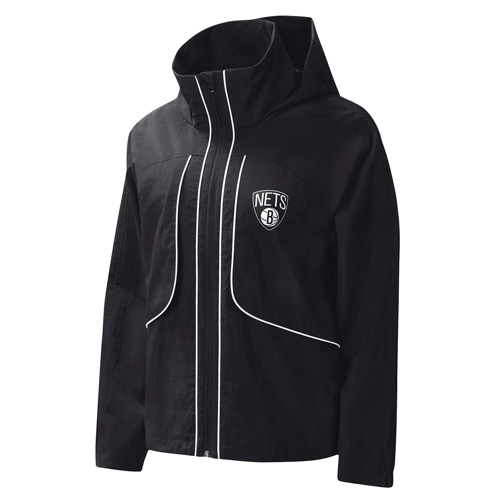 Women's G-III 4Her by Carl Banks Black Brooklyn Nets Last Shot Full-Zip Hoodie