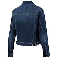 Women's Lusso Blue Brooklyn Nets Georgie Swarovski Crystals Button-Up Denim Jacket