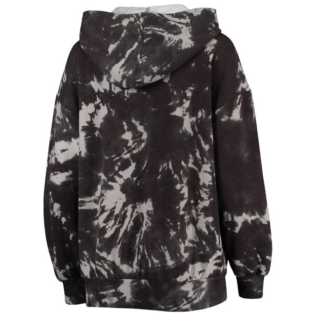 Majestic Threads Sweat à capuche noir Brooklyn Nets Burble Tie-Dye Tri-Blend pour femme