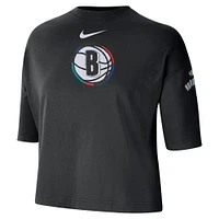 Women's Nike Black Brooklyn Nets 2024/25 City Edition Courtside Boxy T-Shirt