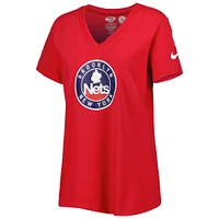 Women's Nike Red Brooklyn Nets Local Performance V-Neck T-Shirt