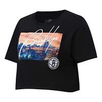 Women's Pro Standard Black Brooklyn Nets Cityscape Crop Boxy T-Shirt