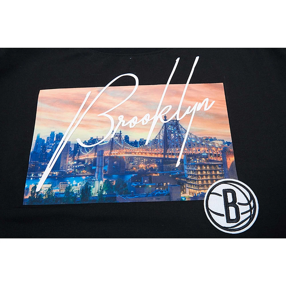 Women's Pro Standard Black Brooklyn Nets Cityscape Crop Boxy T-Shirt