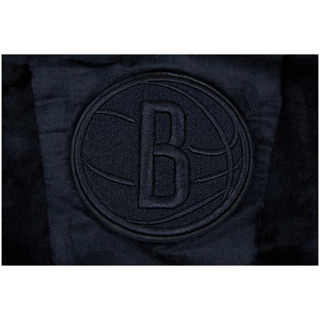 Sweat à capuche entièrement zippé en velours noir triple Pro Standard Brooklyn Nets pour femmes