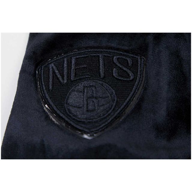 Sweat à capuche entièrement zippé en velours noir triple Pro Standard Brooklyn Nets pour femmes