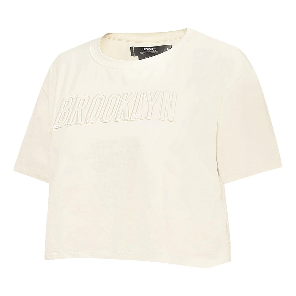 Women's Pro Standard  Cream Brooklyn Nets Neutral Boxy Crop T-Shirt