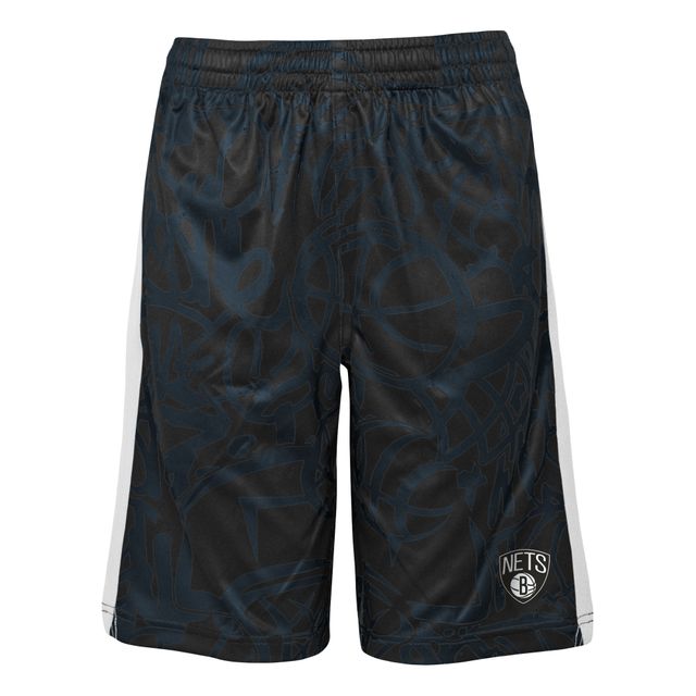 Short noir Brooklyn Nets Scribble Dribble Baller pour jeune